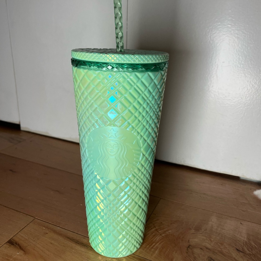 Starbucks light green iridescent jeweled tumbler summer 2024